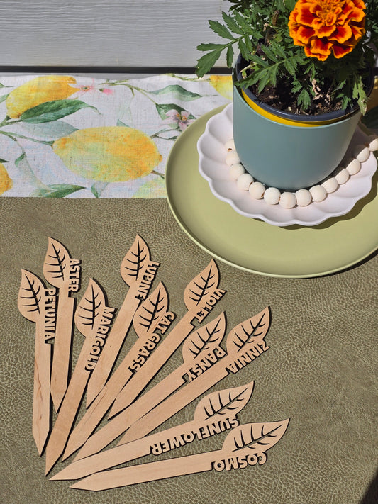 Flower Marker 10pk - Leaf Style - Assorted Flowers