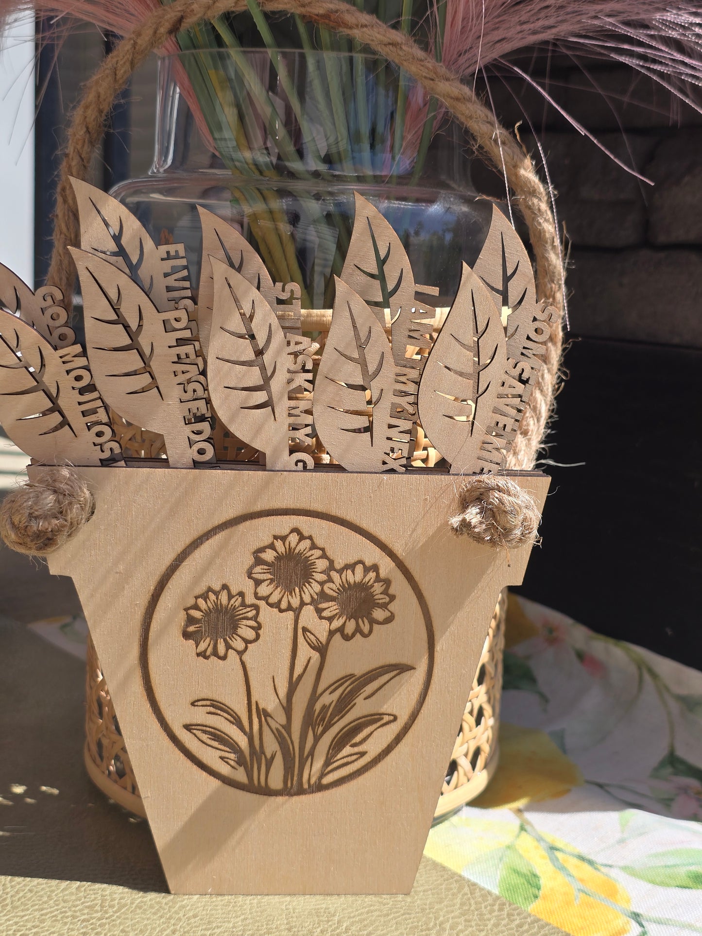 Funny Plant Markers - Leaf Design - 10pk With Hanging Display Holder