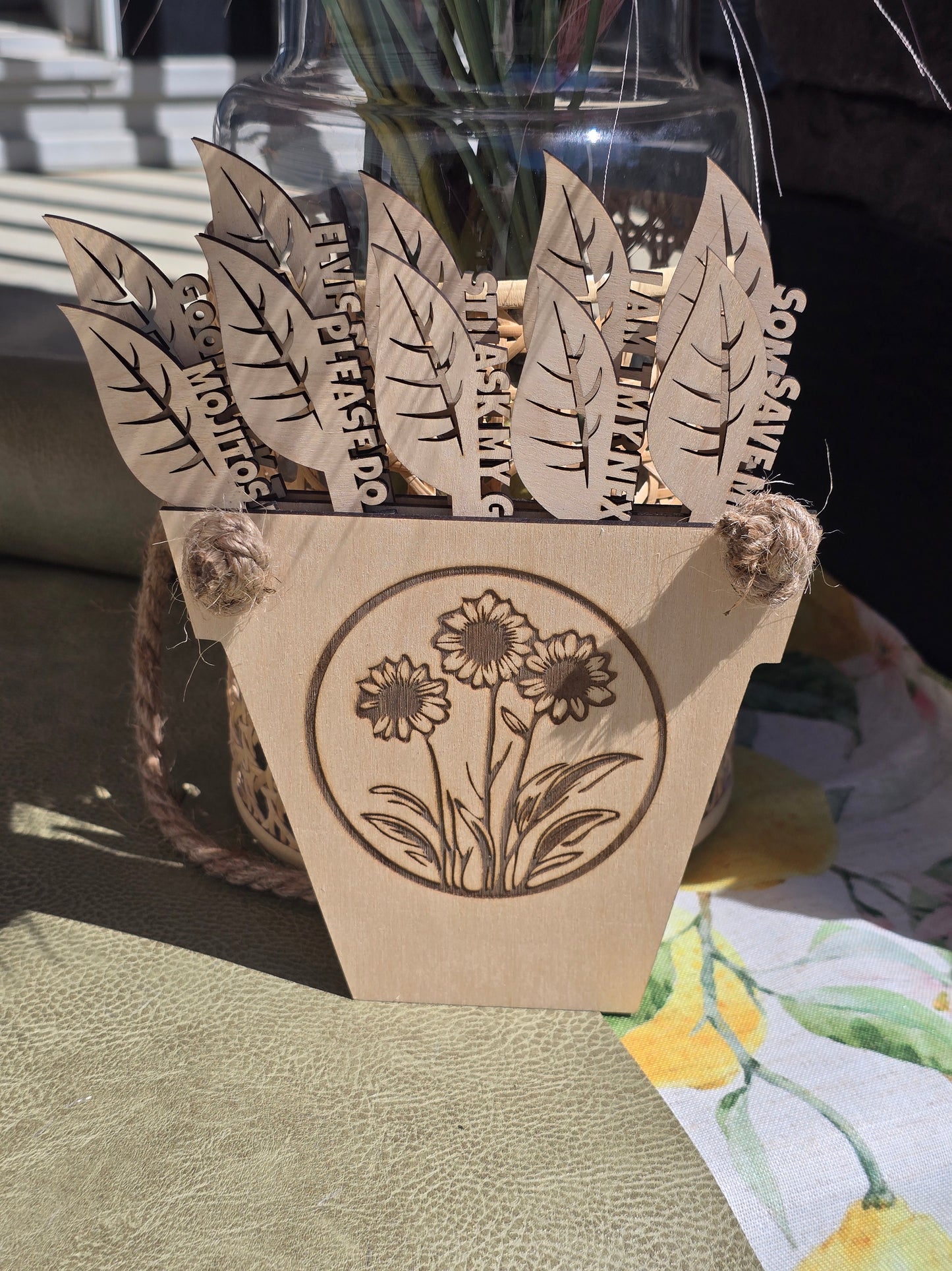 Funny Plant Markers - Leaf Design - 10pk With Hanging Display Holder
