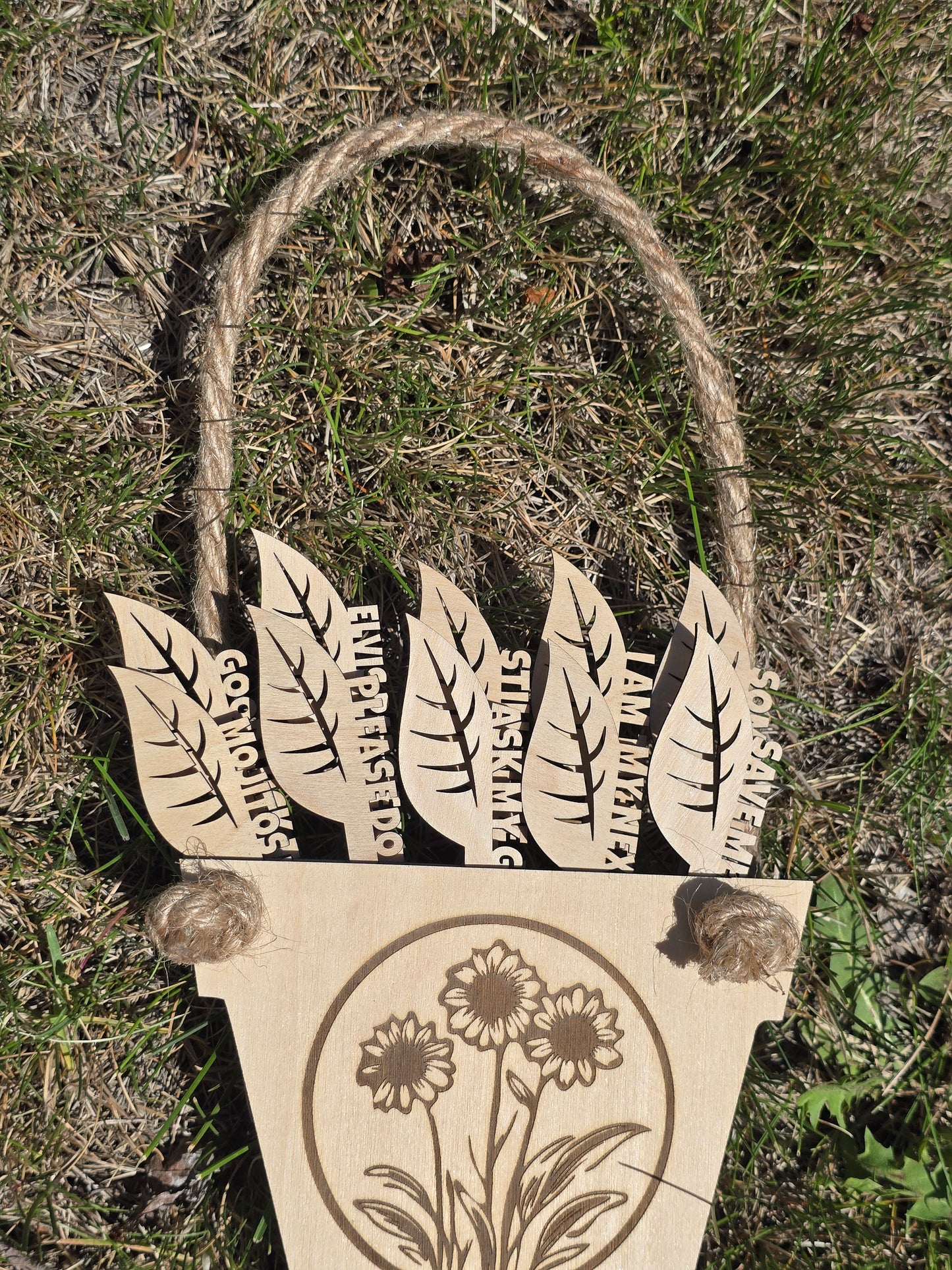 Funny Plant Markers - Leaf Design - 10pk With Hanging Display Holder